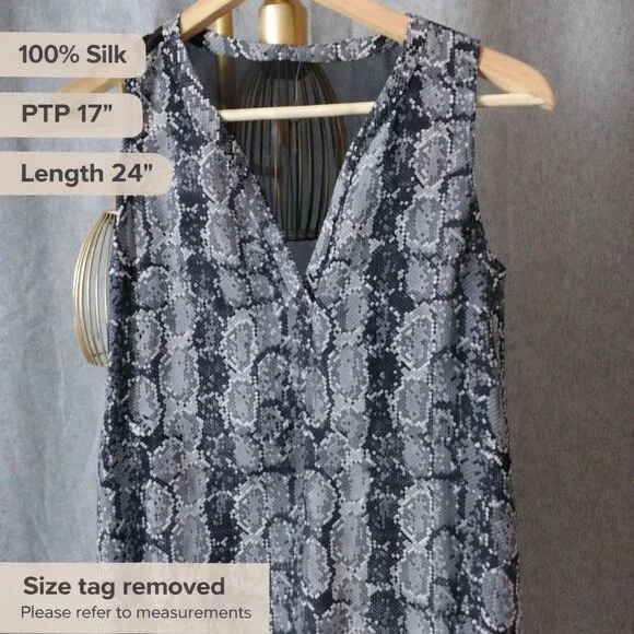 Joie Corette 100% Silk Snake Print Sleeveless Top Size S V-Neck Tank - Picture 1 of 5